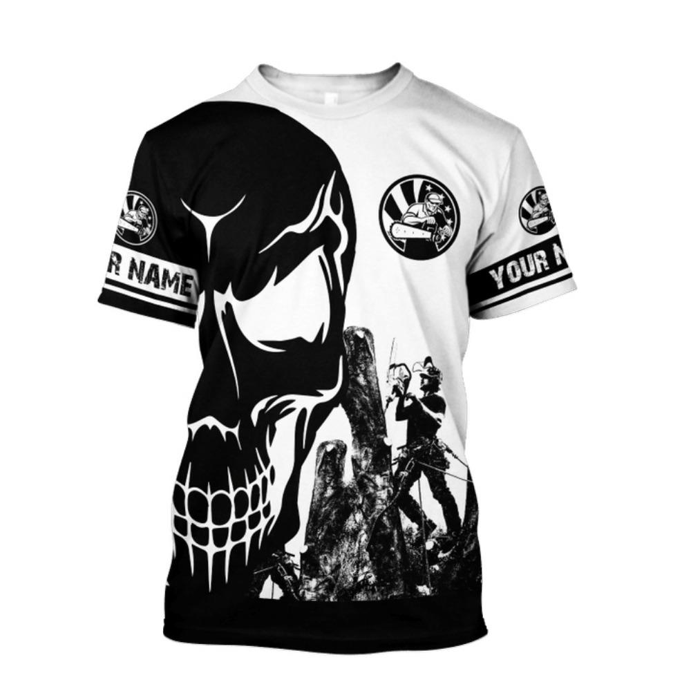 Lumberjack Summer Pánské rychleschnoucí tričko s 3D potiskem, venkovní volný střih, módní, osobnost, velká velikost, krátký rukáv, kvalitní tričko