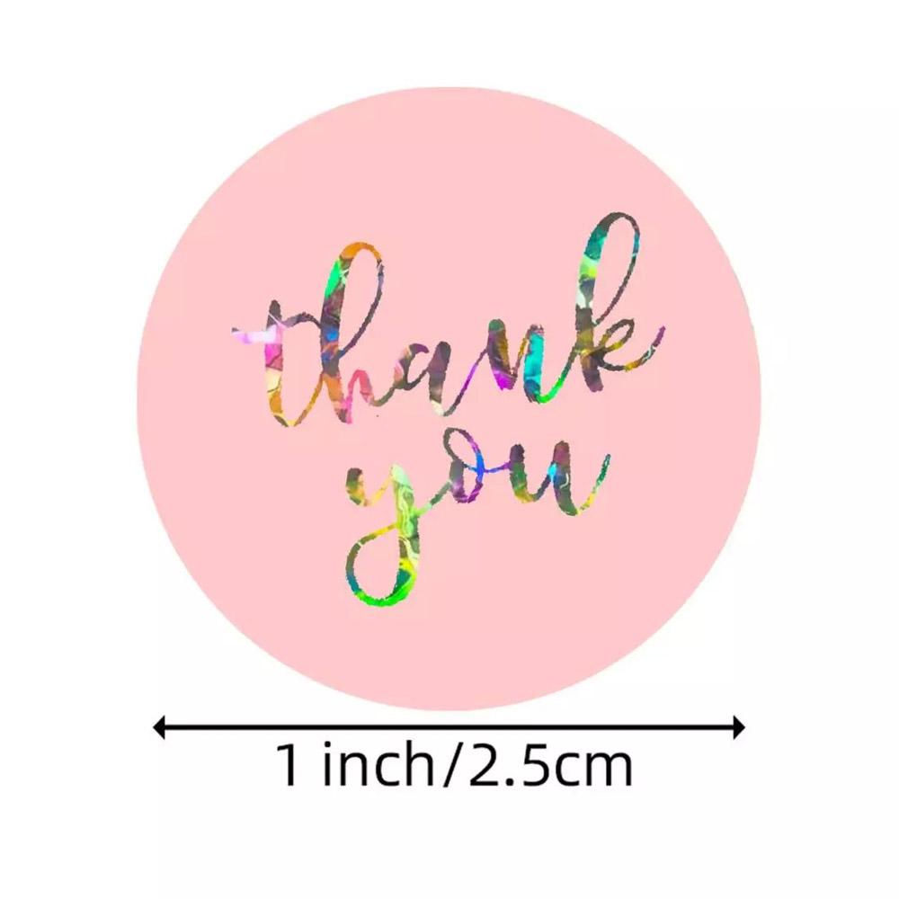 50-500pcs Black And Pink Sealing Label Sticker 1inch Laser Thank You Stickers For Gift Decoration Business Packaging Stationery