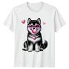 Cute Fluffy Puppy Wearing Heart Unisexs TShirt Husky Dog Lovers Valentines Day