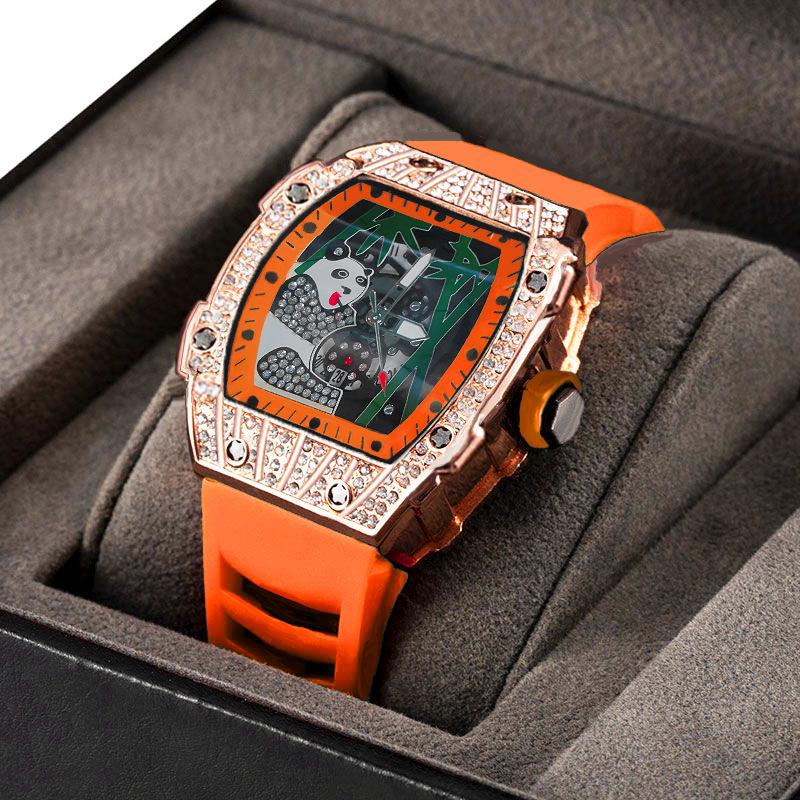 Zido Men s Luminous Panda Style Quartz Watch - Hollow Design, Trendy and Cool Watch Only