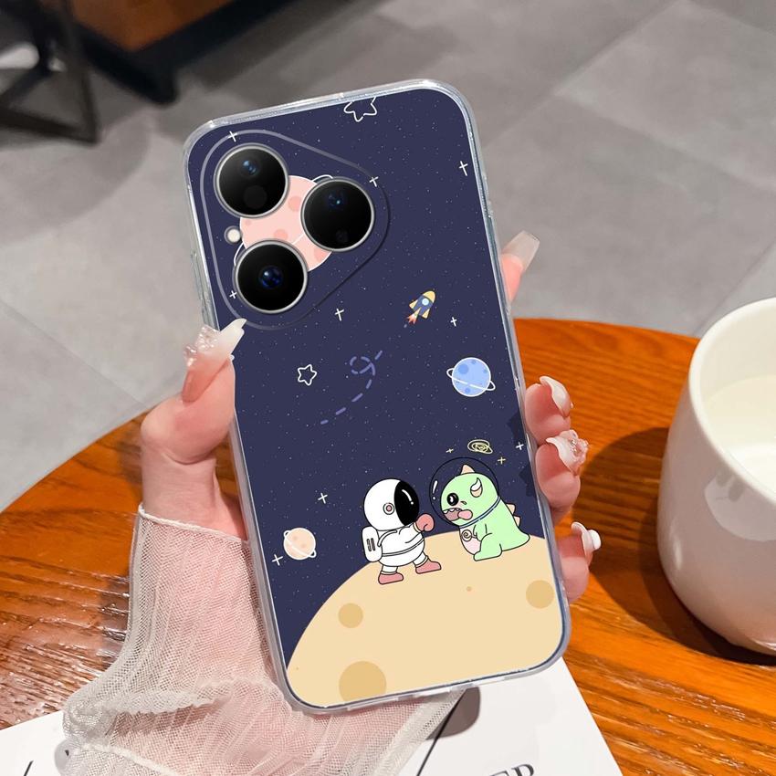 For Huawei Pura 80 70 Pro Plus Ultra Honor X6C 8C Phone Bags Cute Big Eyed Black Cat Patterns Luxury Transparent Lens Protection Case For Huawei Shell