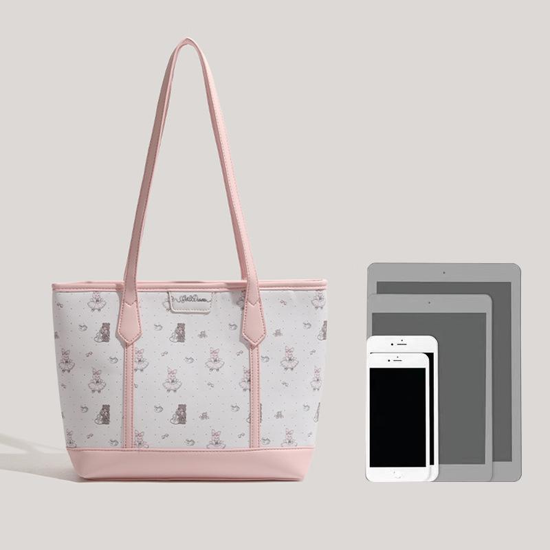 Bag Female Cute Cartoon Tote Bag Large Capacity Commuter Handbag Student Class Shoulder Bag Female