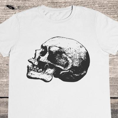 Herren- und Damen-T-Shirts Menschlicher Schädel T-Shirt - Retro Schädel T-Shirt - Skelett T-Shirt