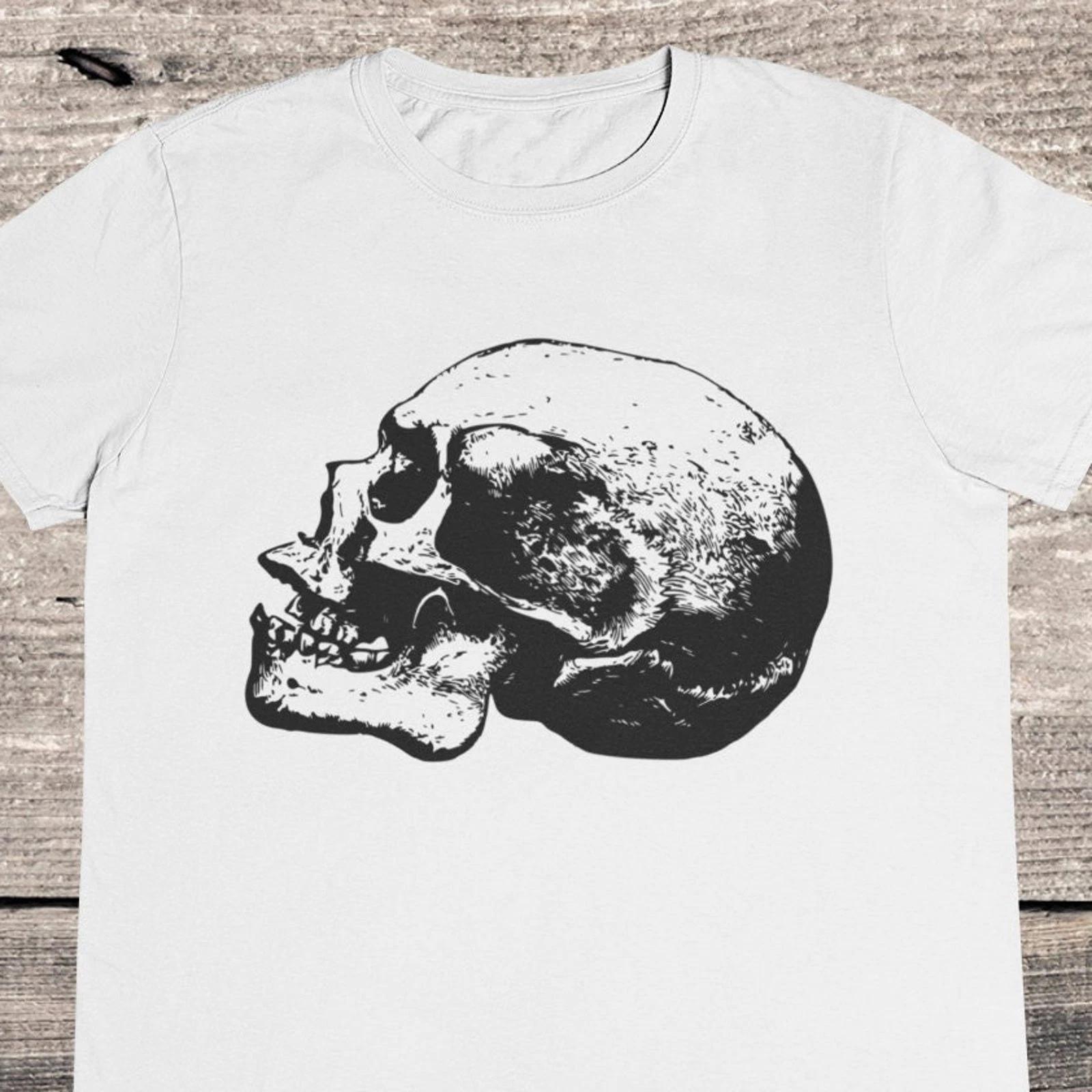 Men s and Women s T-shirts Human Skull T shirt - Retro Skull T shirt - Skeleton T shirt XS