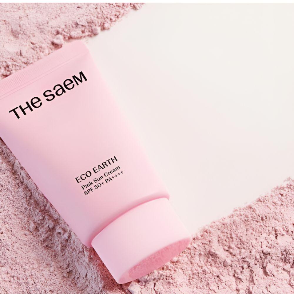 The Saem Eco Earth Pink Sunscreen SPF50+ PA++++ 50g X3 Set Tone-Up Brightening Sun Cream