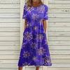 Summer Dress For Women Casual Printed Short-Sleeve Beach Swing Dress
