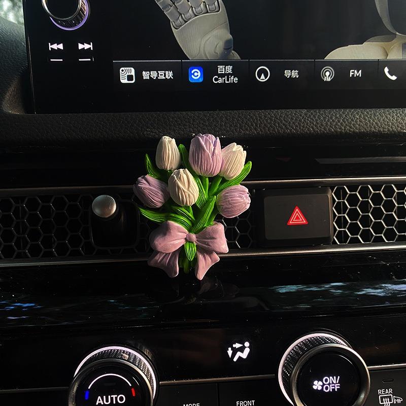 Creative Hydrangea Tulip Car Air Freshener Car Perfume Clip Peach Blossom Aroma Diffuser Car Air Outlet Fragrance Decoration