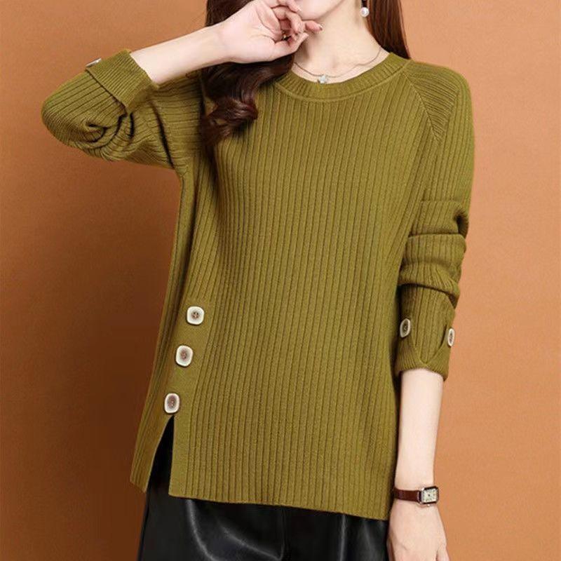 Spring New Sweater Women's Knitted Sweater Crew Neck Fashion Loose Bottoming Shirt Versatile Top Women