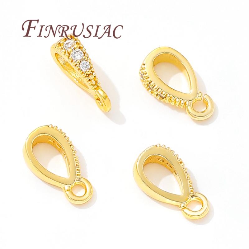 14K Gold Plated Bails For Pendant with Open Ring Findings Brass Bailes For Jewelry DIY Necklace Accessories Connectors