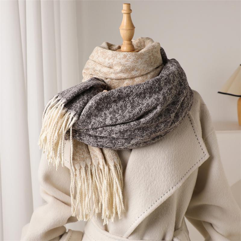 Elegant Cashmere Scarf for Women Breathable & Warm, Windproof, Non-Stretch, Perfect for Autumn & Winter, Large Thick Plaid Wrap for Going Out