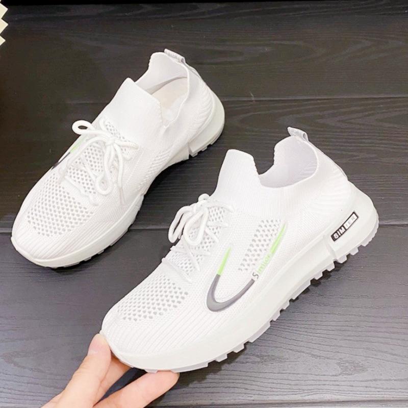 New fly-woven casual sports shoes women's mesh breathable shoes soft-soled running shoes