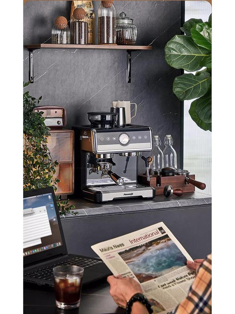 National Standard Italian Semi-Automatic Coffee Machine with Grinder & Double Boiler for High-Pressure Extraction