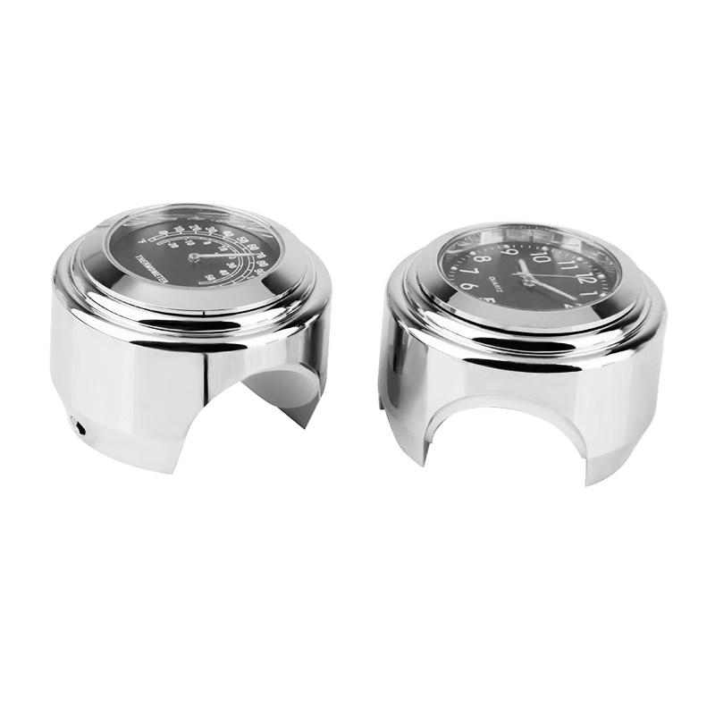 7/8' Motorfiets Stuurbevestiging Kwarts Klok Thermometer Motorfiets Horloge Waterdicht Moto Motorfiets Stuurbevestiging Wijzerplaat Klok
