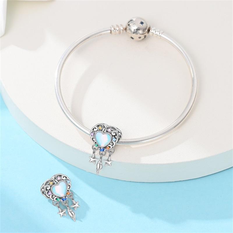 Fit Original Bangles Copper Charms Beads Dreamy Blue Ocean Style Dreamcatcher Charms Fine Diy Jewelry Birthday Gift