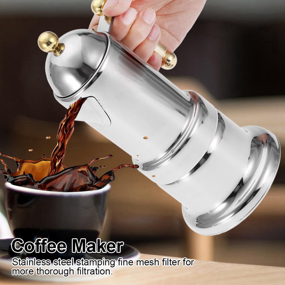 Moka-kanne i rustfritt stål, espressomaskin for komfyrtopp med sikkerhetsventil, 200 ml