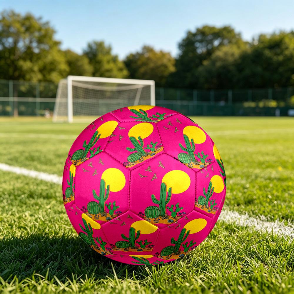 1pc Desert Sunset Cactus Theme Soccer Ball Football, Size 5, Lightweight PVC, Outdoor Training Soccer Ball,Gift j6147