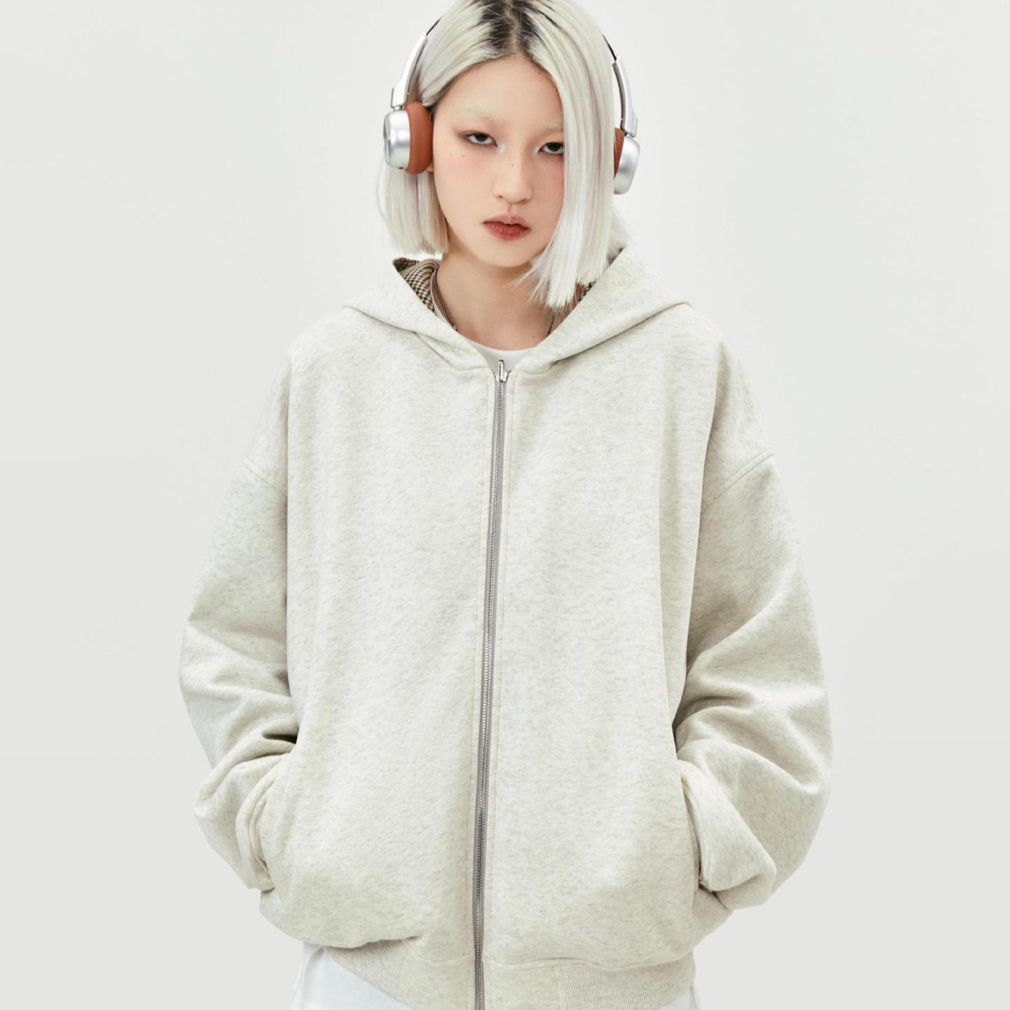 

Unisex Oversized Double-Sided Houndstooth Hooded Jacket Extra Large чорний