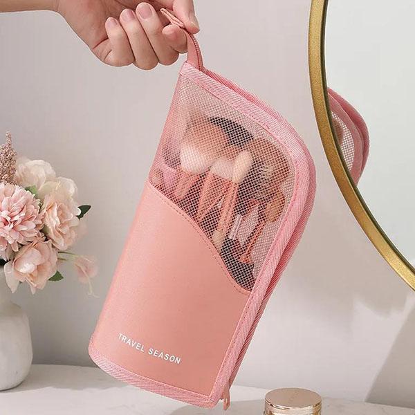 1 pz Stand Borsa Cosmetica per Donna Cerniera Borsa Cosmetica Viaggio Femminile Porta Pennelli Trucco Organizer Borsa da Toilette