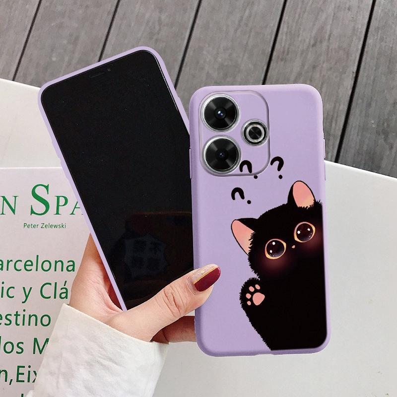 Cute Cat Soft Silicone Case For Samsung A55 M35 S24 Xiaomi Redmi Note 13 Pro 13C 14 Poco C65 iPhone 15 Huawei Honor 200 Realme Camera Shockproof Cover