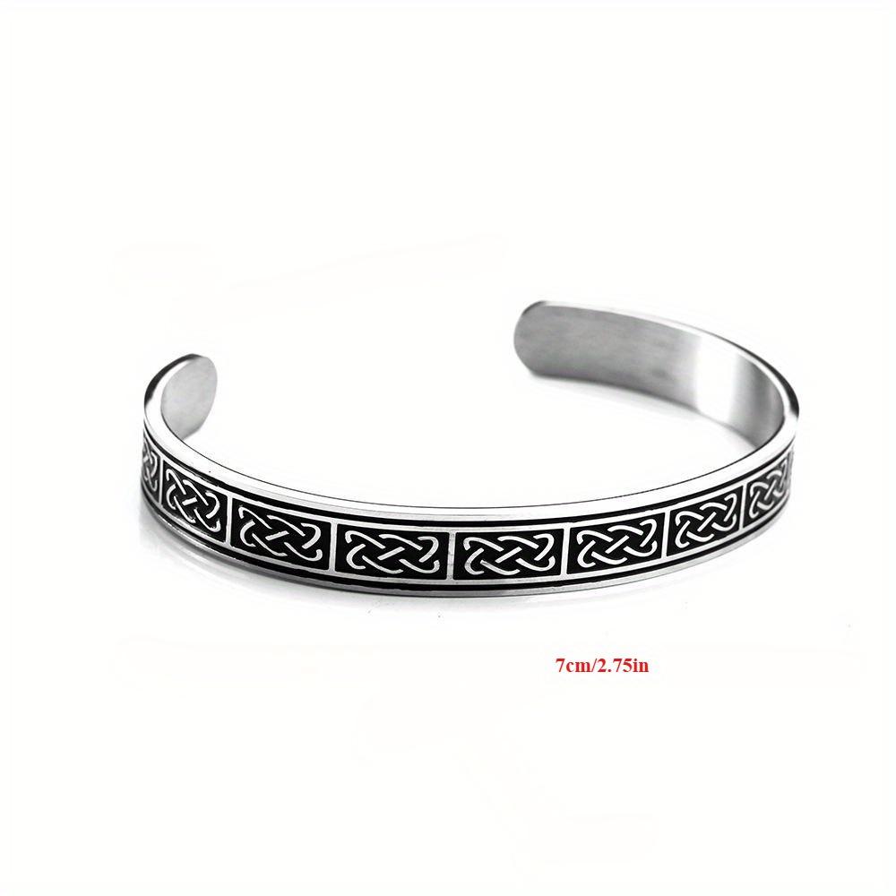 Viking Stainless Steel Bracelet, Viking Celtic Knot, C-shaped Bracelet, Polished Bracelet