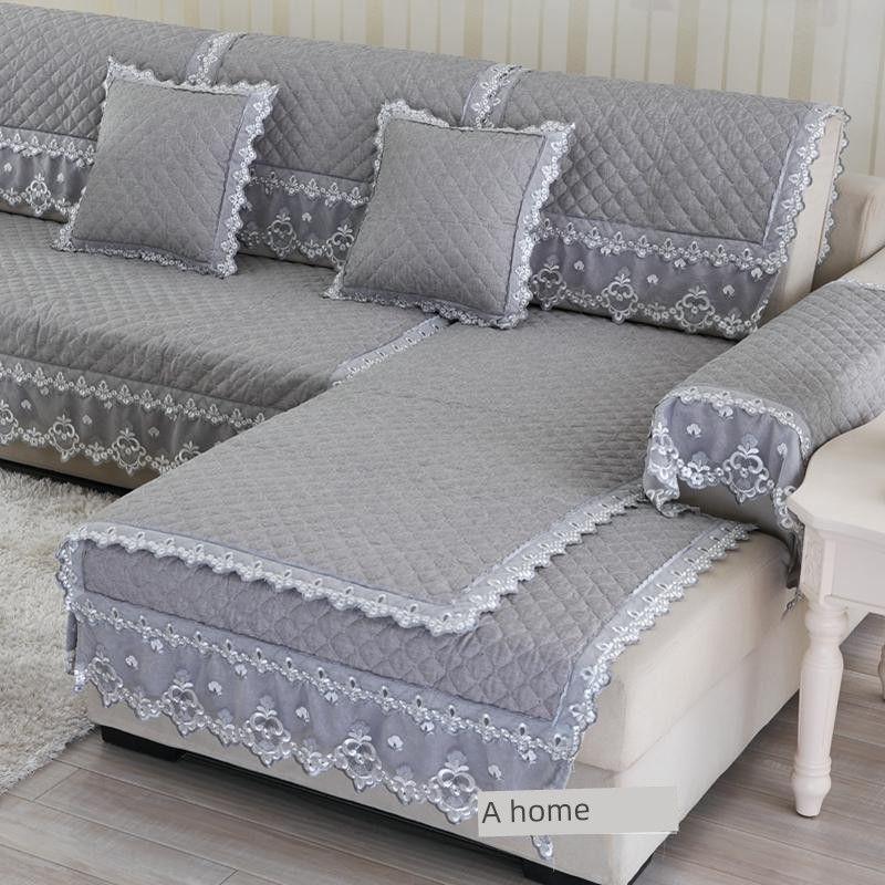 

Four Seasons Sofa Cushion Fabric All-Inclusive Non-Slip Solid Simple Modern Leather Sofa Cushion Solid Wood Sofa Towel Sofa Cover Grey Elf 45*45cm pillow case