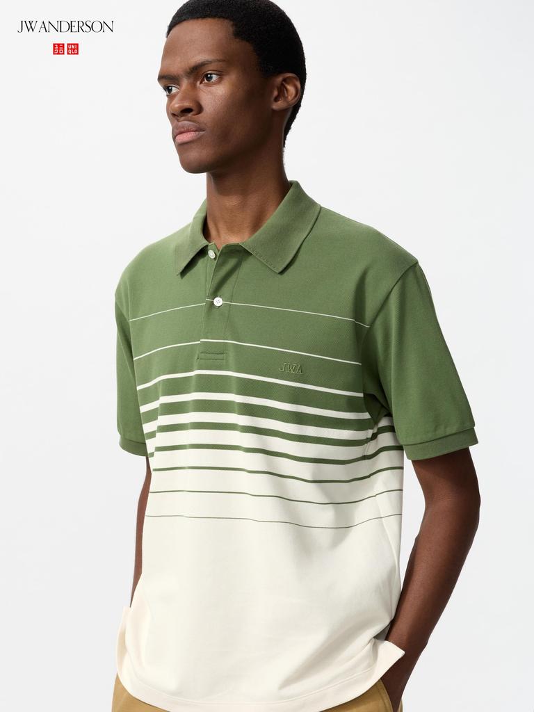 Uniqlo Japan Dry Kanoko Border Polo Shirt