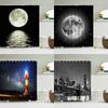 Earth Universe Starry Sky Shower Curtain Bathroom Decoration Waterproof Polyester Cloth Landscape Night Shower Curtains Set Mat