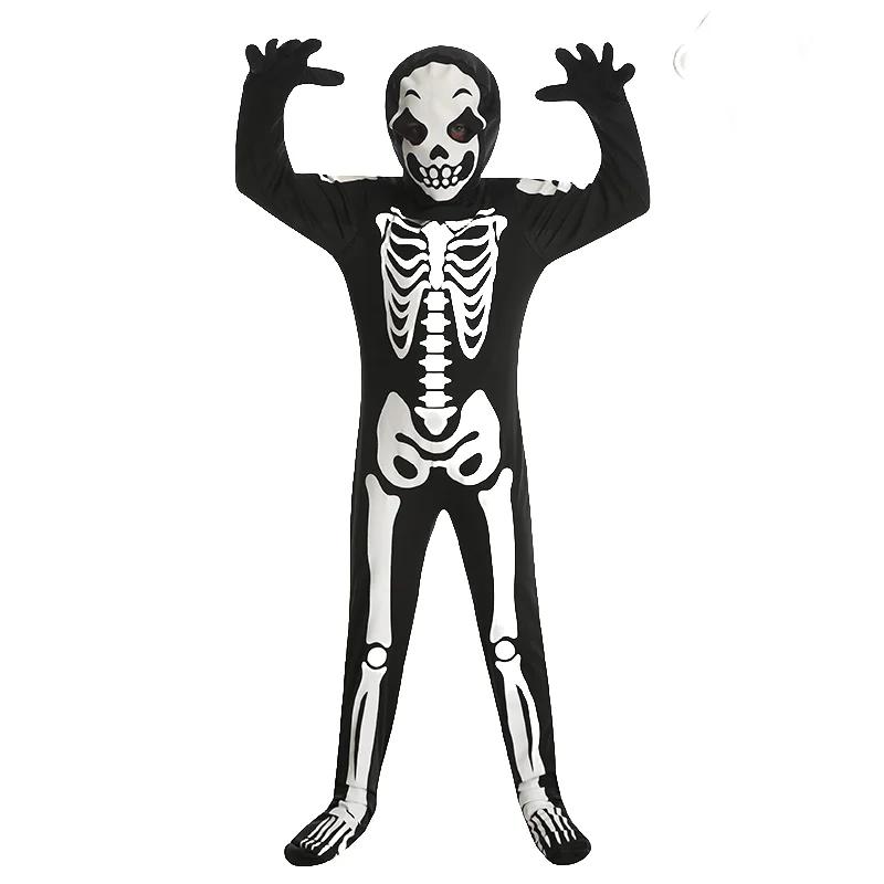 Funny Glow In The Dark Costume Skeleton Zombie Cosplay Jumpsuit for unisex Scary Halloween Carnival Party Bodysuit Cos