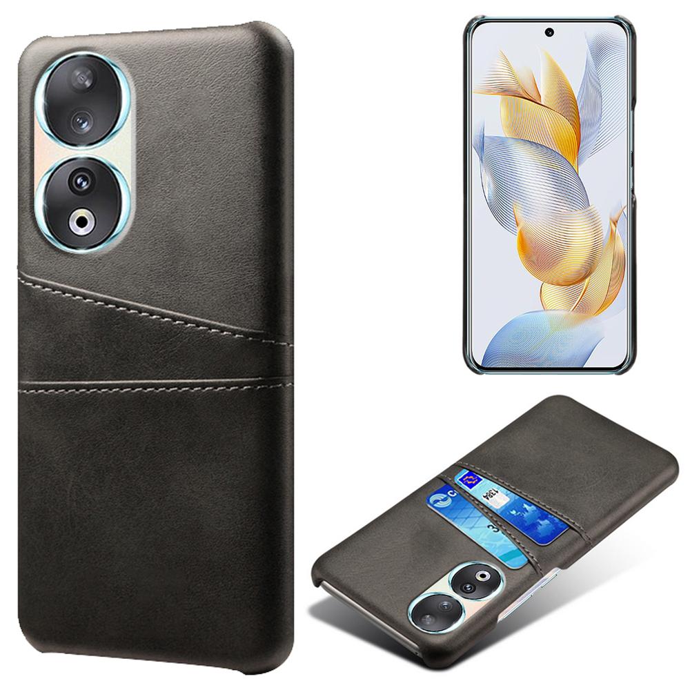 

Phone Case with Dual Card Slots for Honor 90,PU Leather Coated PC Smartphone Cover Black