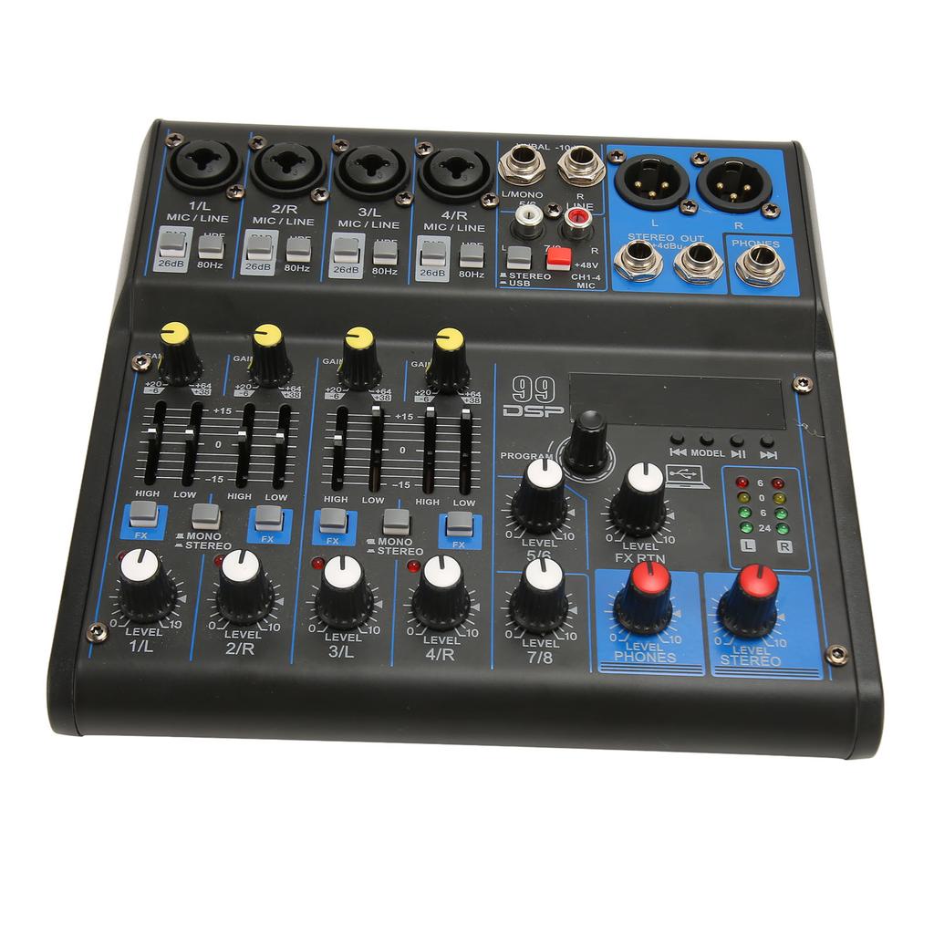 Sound Mixer 8 Channel Sound Mixer Board 99 DSP Effects Bluetooth MP3 Digital Mixer for Studio Stage