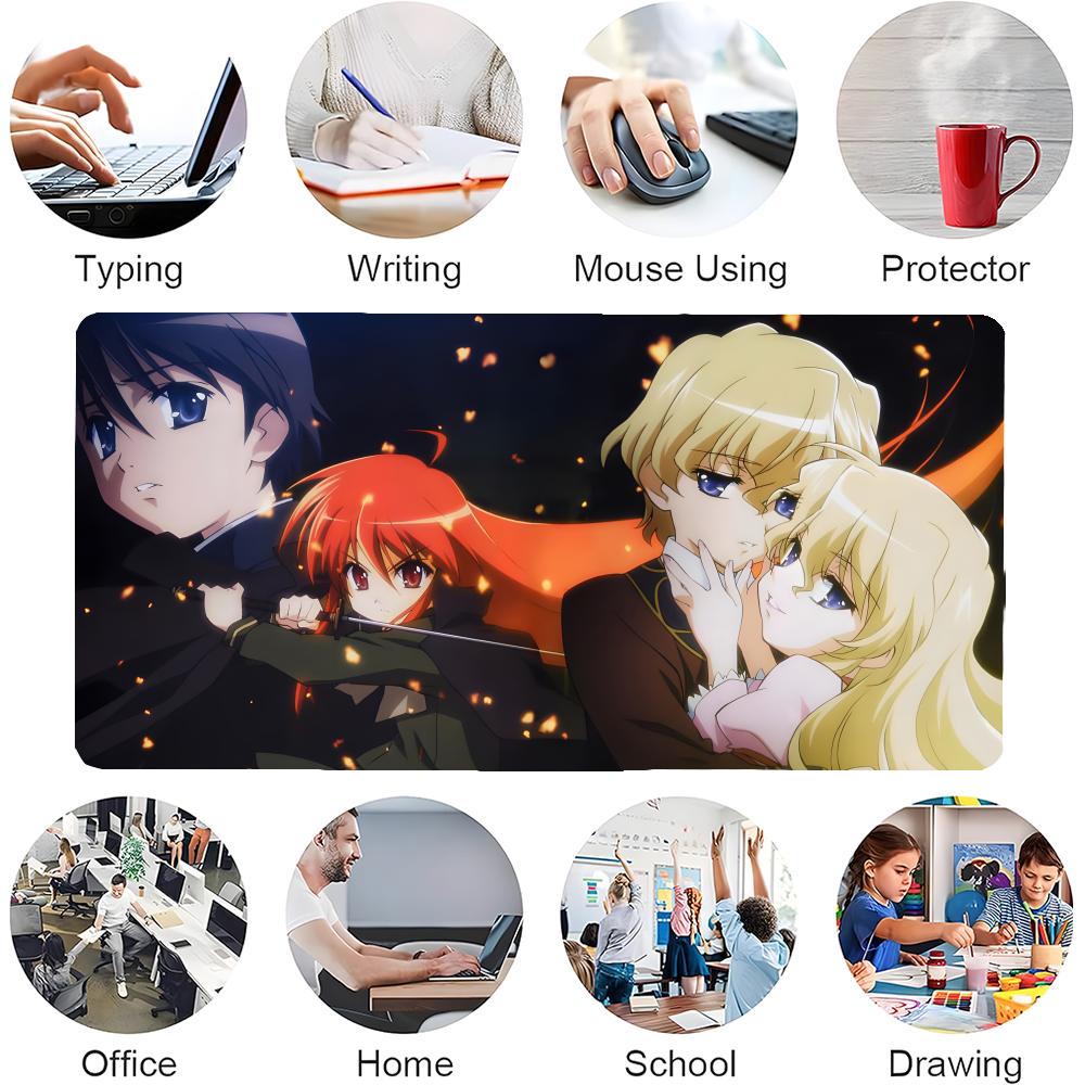 Gaming Mouse Pad Large Desk Mat Stitched Edges Fiery Red Hair Anime Sword Girl Print Keyboard Pad for Gamer Office Home