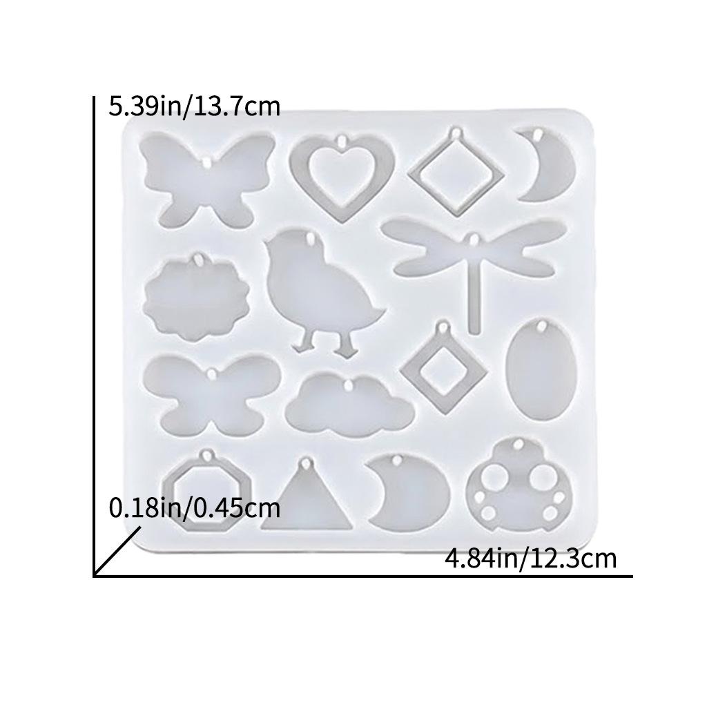 Early Riser DIY Resin Mold: Silicone Molds for Cartoon Animal & Geometric Pendants, Earrings (Rabbit, Bear, Butterfly, Flower)