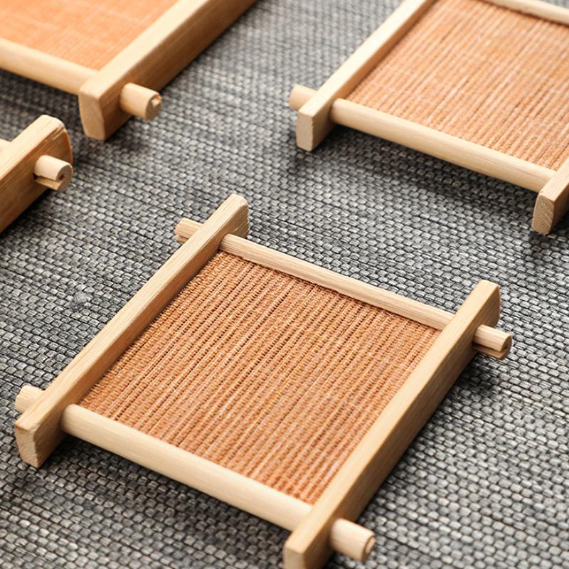 Bamboo Square Tea Coaster Heat-Resisting And High-Temperature Cup Mats Table Protector Reusable Wood Accessory Decor