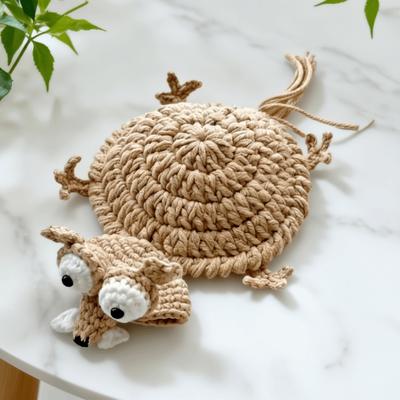 New Cartoon Crochet Squirrel Coasters Woven Funny Crochet Coasters Heat Resistant Knitted Cup Mat