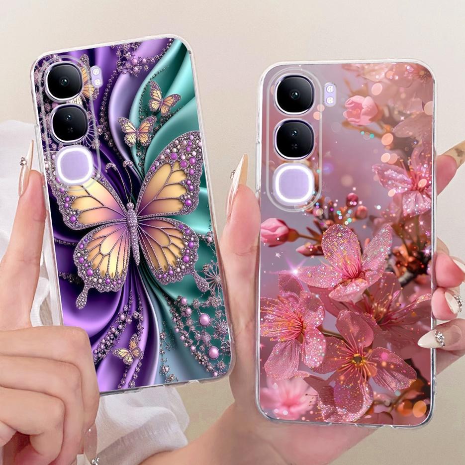 For Vivo V40 Lite 4G 5G Case V2417 Cool Lion Butterfly Painted Cover For Vivo Y200 5G Soft Slim Phone Case For Vivo Y300 5G Bags