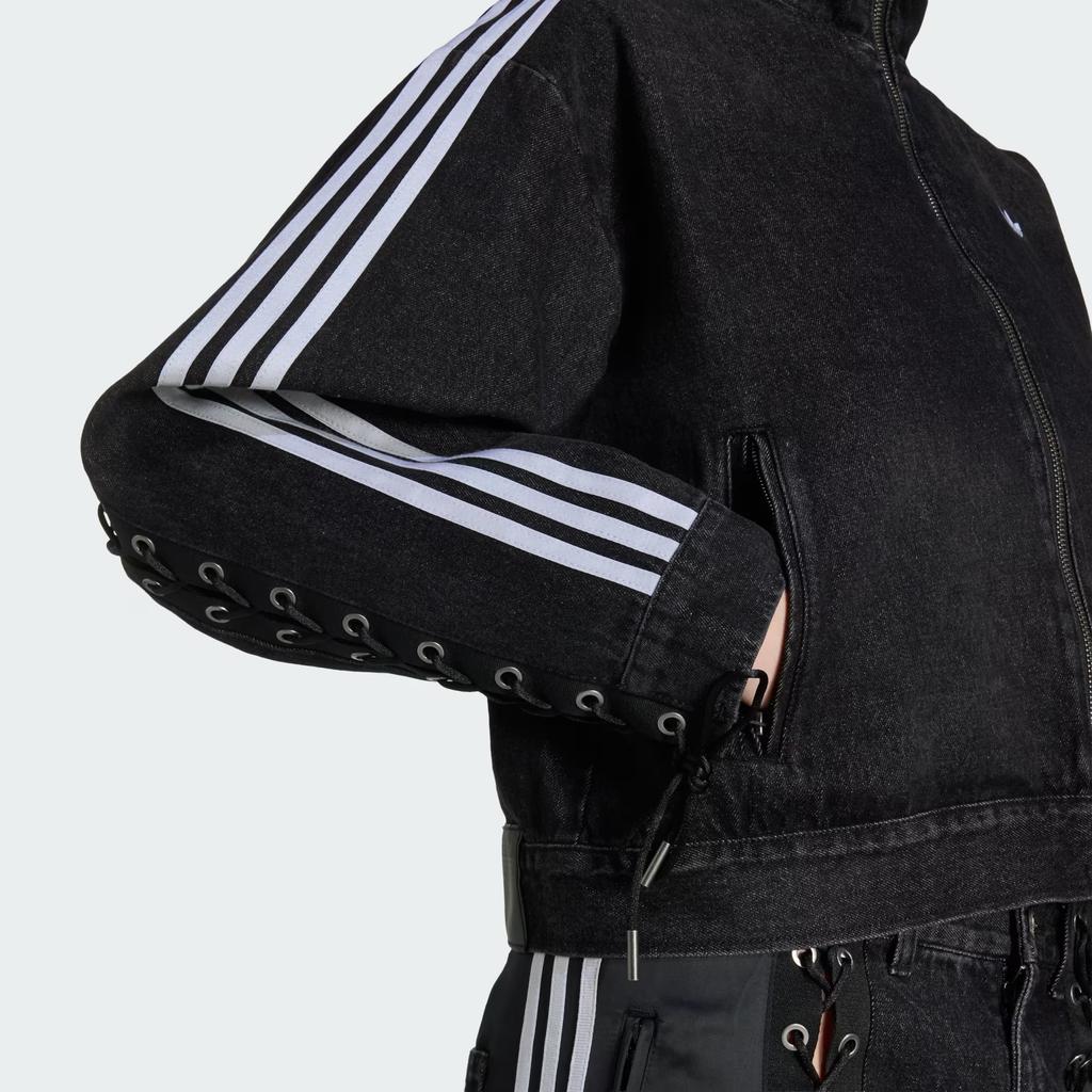 adidas Originals Fb Denim Lacing Loose Fit Zip Collar Long Sleeve Denim Jacket Women Jackets KS1394