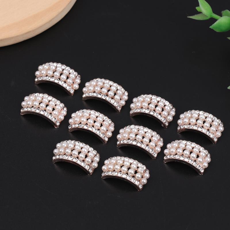 Hot Sale 10Pcs Fashion Craft Pearl Crystal Rhinestone Buttons For Diy Flower Round Cluster Button Wedding Embellishment Jewelry