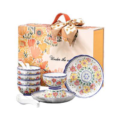 ZIPOYA Flowery World 14-Piece Chinese Ceramic Dinnerware Set