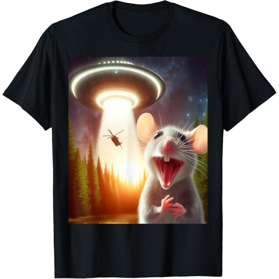Funny Little Mouse UFO Selfie With Laughing Mouse T-Shirt XXXXXL чёрный