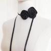 Soft Brown Flower Choker Tie Cravat Accessory Teen Girl Rose Flower Choker
