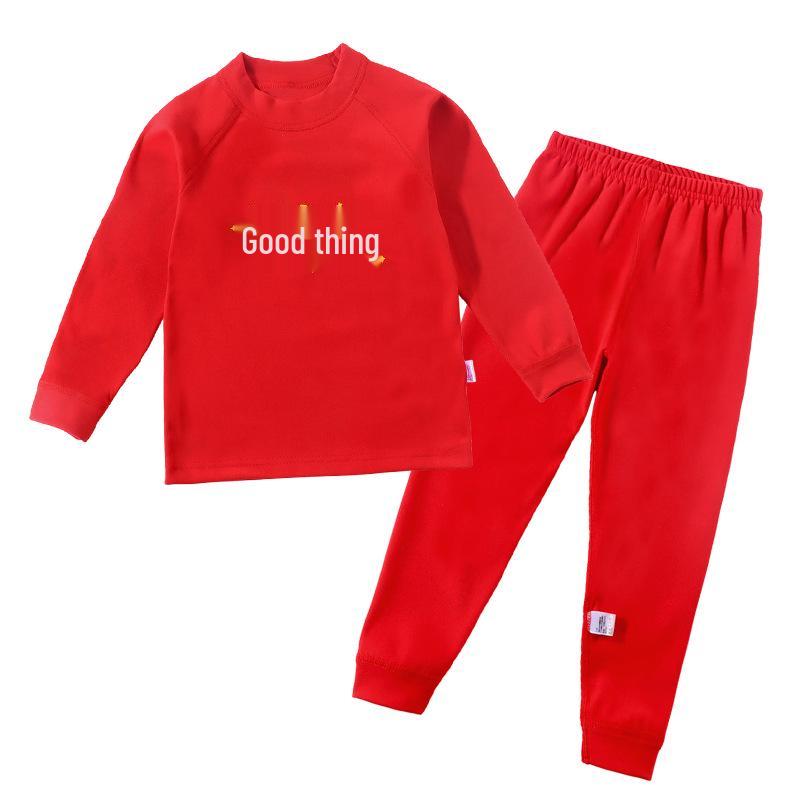 Warm Plush Raglan Sleeve Pajamas - Boys & Girls, Round Neck, Long Sleeve, for Autumn/Winter