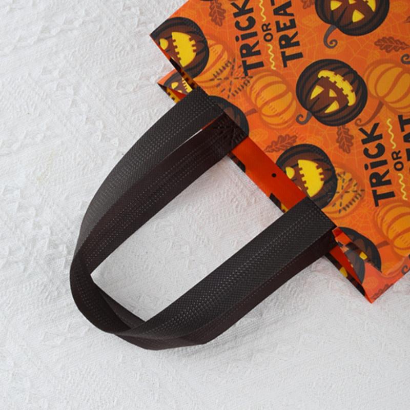 1/2pcsHalloween Gift Bag Pumpkin Tote Bag Party Candy Bag Foldable Non-Woven Shopping Bag Chocolate Snack Storage Bag