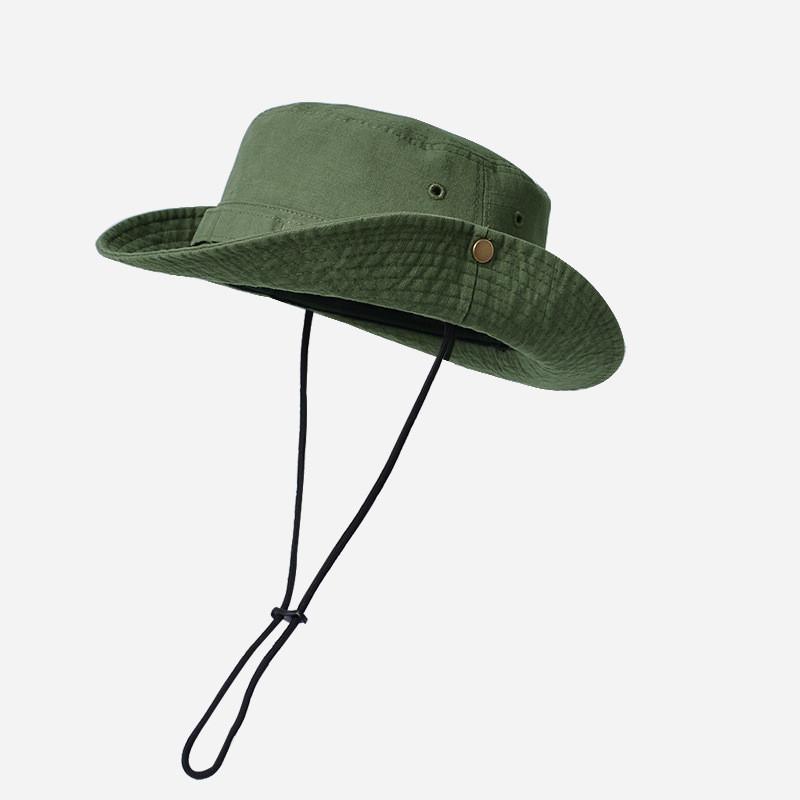 Classic Cotton Fisherman Hat With Wide Brim For Outdoor Sun Protection Summer Casual Wear