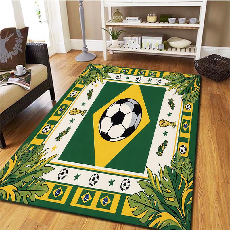 Tapete Quadrado com Padrão de Futebol da Copa do Mundo, Tapete de Área, Tapete para Sala de Estar, Quarto, Sofá, Sala de Brincar, Decoração, Tapete Antiderrapante, Presentes de Feriado e Aniversário