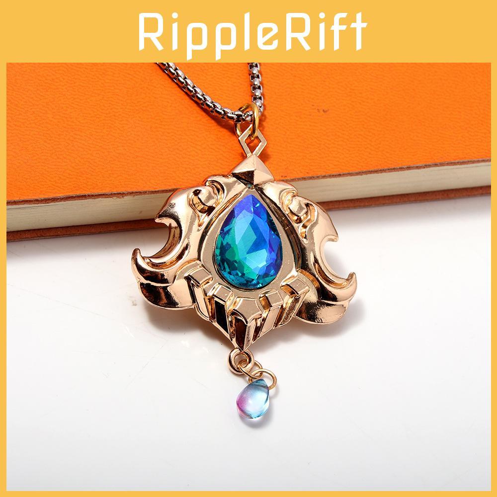 Neuvillette Water Dragon King Judge Crystal Alloy Pendant Necklace With Casual Chain For Cosplay And Daily Wear
