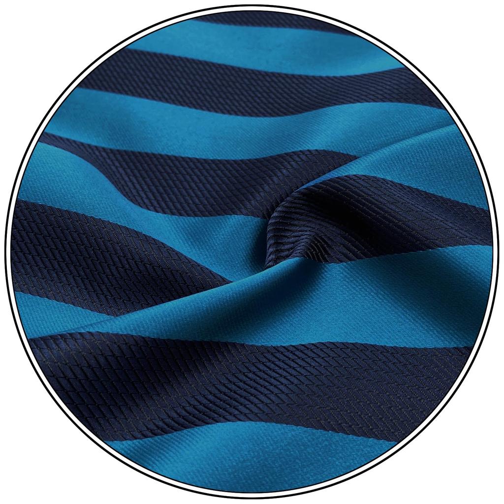 [S&W SHLAX&WING] Striped Tie for Men, Deep Blue Cerulean Stripe, for Business Suit Jackets, Skinny Fit 6cm
