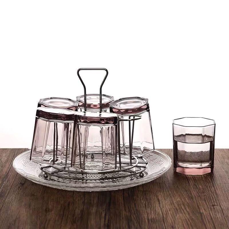 Zhuo Pu Heat-Resistant Glass Teacups Set with Holder and Tray
