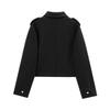 Navy-Style Gold Button High-Waisted Autumn Jacket for Women