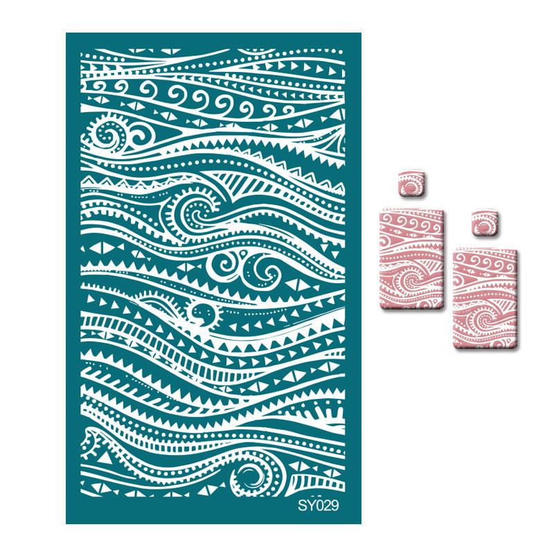23 Styles Self-Adhesive Silk Screen Stencils for Polymer Clay Palm Leaves Reusable Mesh Transfer Printing Earring Jewelry Making