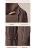 Ruishen Men's Chesterfield Coat: Single-Breasted, Peak Lapel, Long, Retro Business Casual Outerwear for Autumn/Winter.